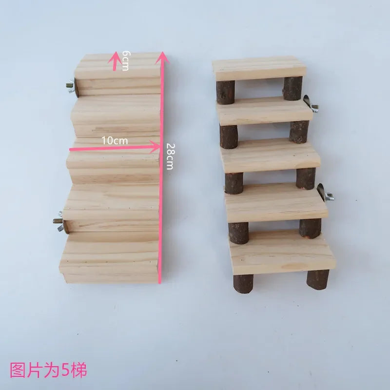 Natural Wood Parrot & Hamster Ladder Perch Chew Toy Stick