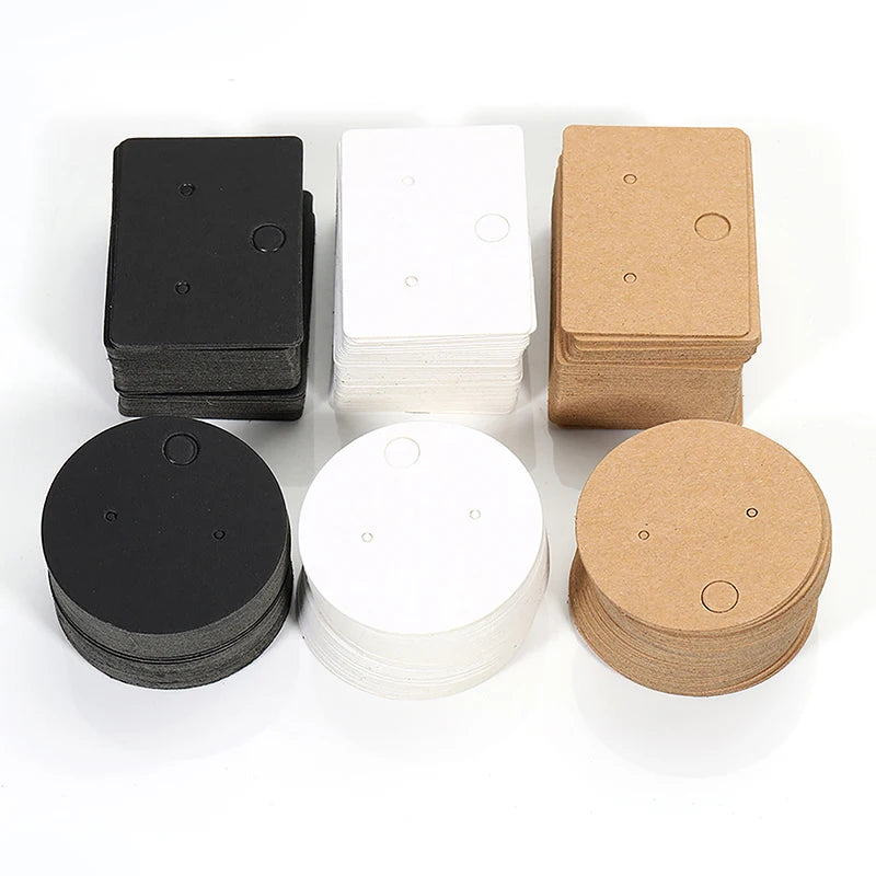 50pcs Round Kraft Paper Earring Display Cards | Jewelry Hanging Tags