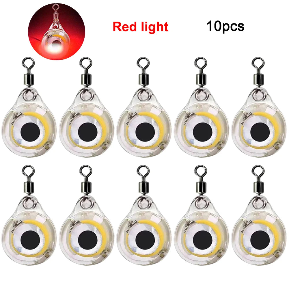 LED Fishing Lure Light Mini Deep Drop Underwater Eye Shape Fish Attracting Indicator Lure Led Flash Light For Fishing Tool Peaceful Pleasures Health and Wellness Red 1PCS