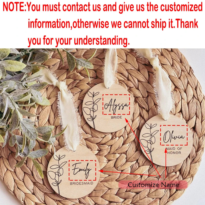 Personalized Wooden Bride & Bridesmaid Dress Hanger Tags – 3 Pack Wedding Hanger Tags Peaceful Pleasures Health and Wellness custom name 3pcs 10cm