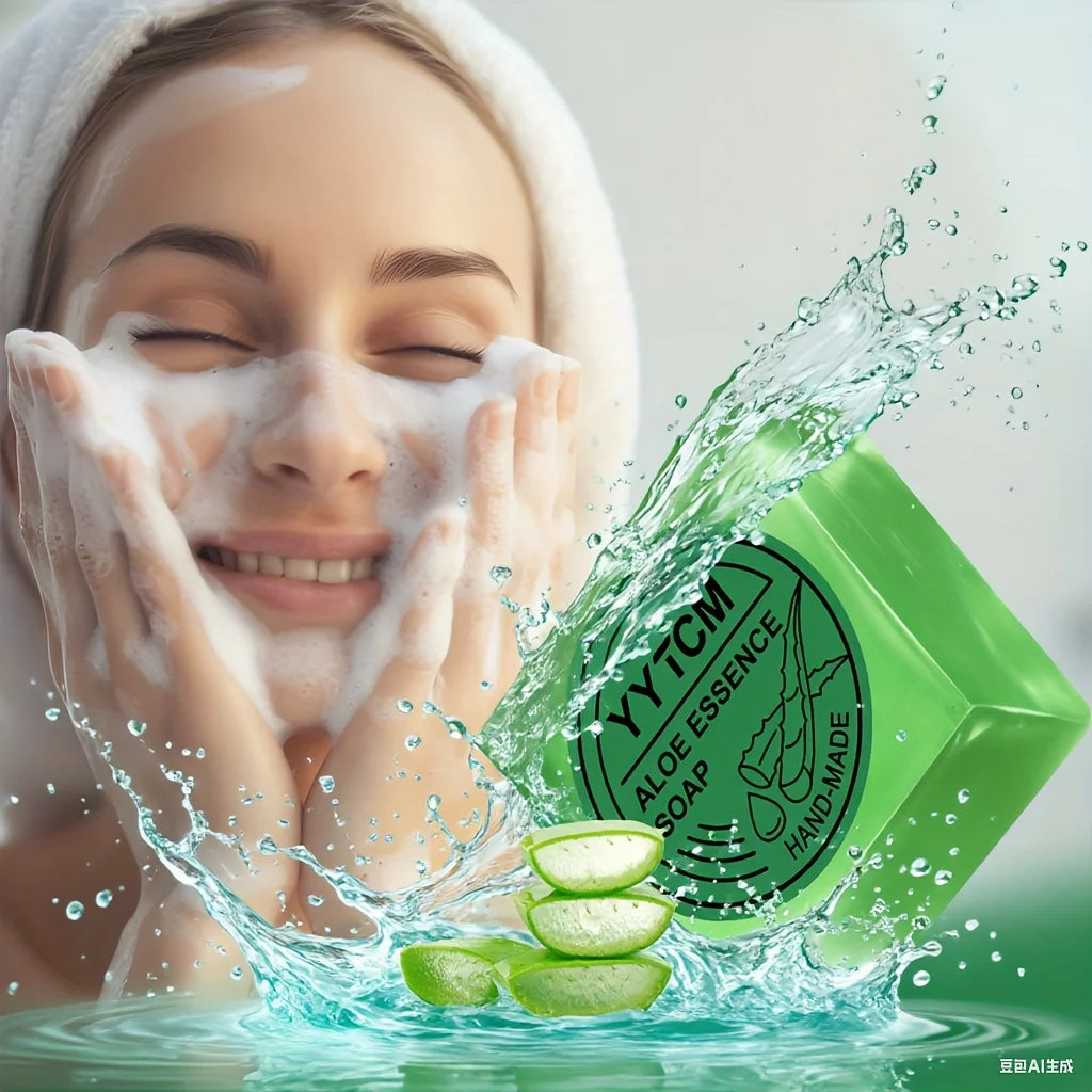 Handmade Aloe Vera Soap, Powerful Hydrating and Moisturizing, Can Be Used for Cleansing the Face and Body, Gentle and Refreshing, Deep Cleansing and Moisturizing, Suitable for Both Men and Women, 65G/Piece Peaceful Pleasures Health and Wellness