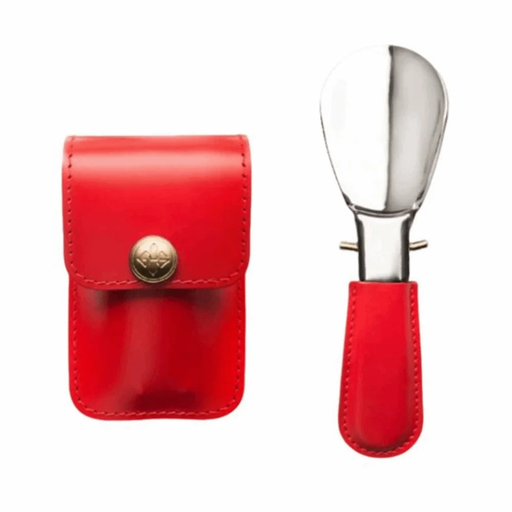 Mini Folding Shoehorn with PU Leather Bag | Stainless Steel