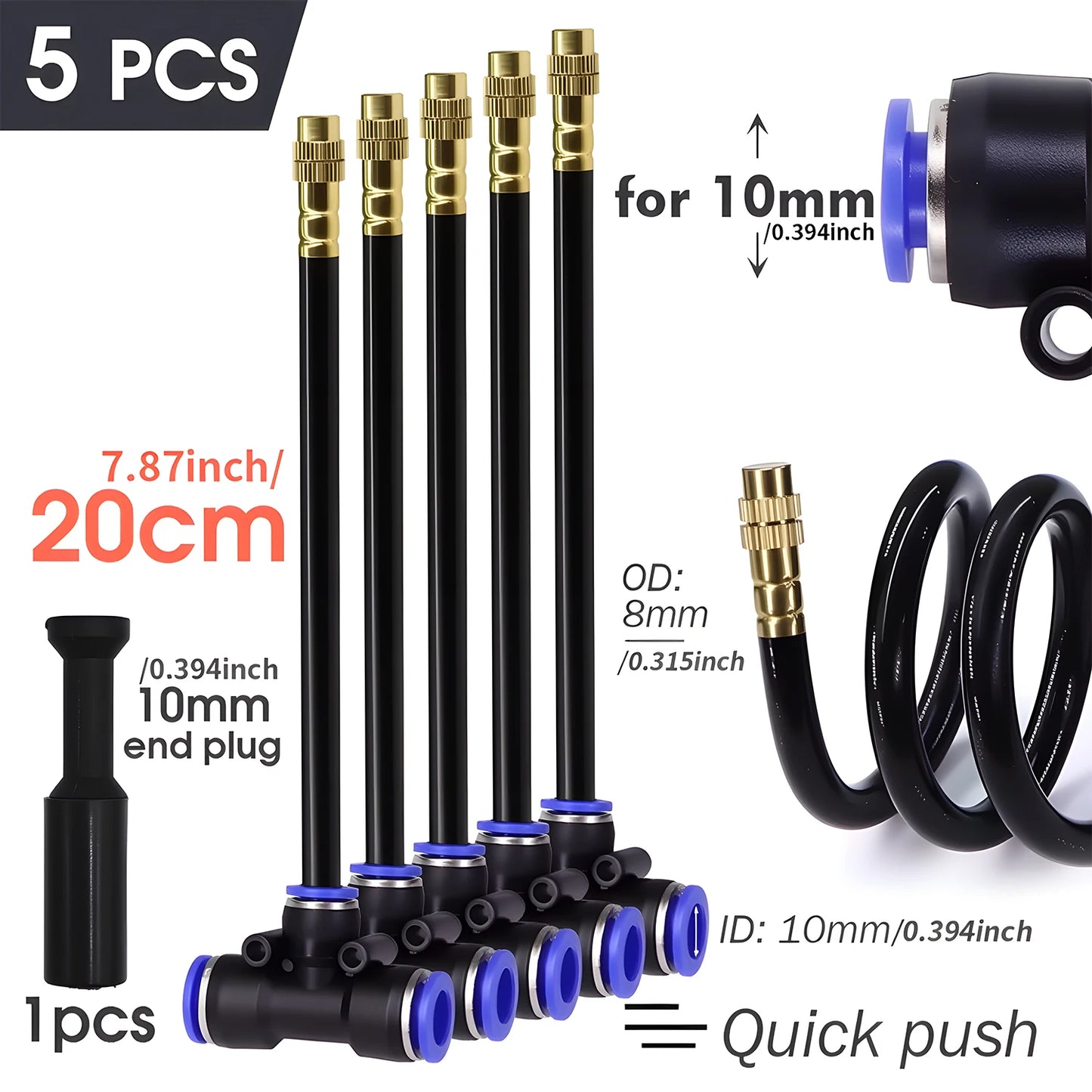 20/30/50cm 360° Free-bend Misting Nozzle Adjustable Brass Atomization Sprayer Garden Irrigation Watering for 6/8/10/12mm PE Hose Peaceful Pleasures Health and Wellness 20cm Nozzle for 10mm