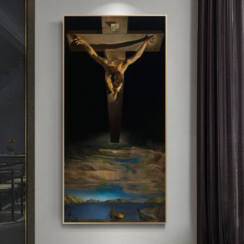 Salvador Dali The Christ Giclee Oil Paintings on The Wall Posters and Print Wall Hanging Pictures for Home Living Room Decor Peaceful Pleasures Health and Wellness