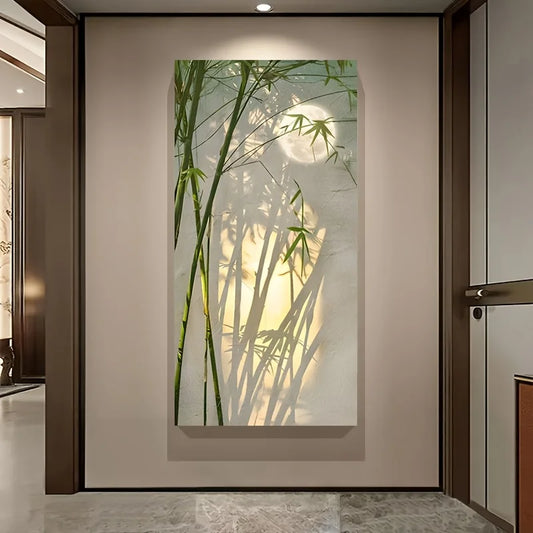 1pcs Frameless Modern Abstract Canvas Art Featuring A Bamboo Tree, Measuring, for Bedroom Decor and Living Room Corridor Decor Peaceful Pleasures Health and Wellness ZLH4574 50x100cm No Frame