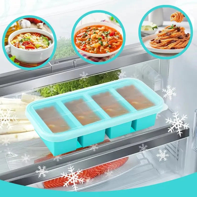 Large Capacity Silicone Freezer Tray | BPA-Free with Lid
