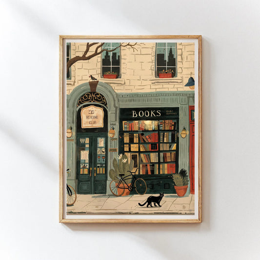 Bookstore Art Print, Cozy Bookshop Illustration, Library Wall Decor, Gift for Book Lover, Reading Nook Poster, Home Office Liter Peaceful Pleasures Health and Wellness WS10153 50x70cm Unframed