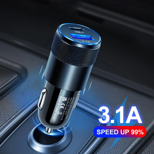 3.1A Dual USB Car Charger QC3.0 & PD Fast Charge Adapter Car Charger Adapter Peaceful Pleasures Health and Wellness