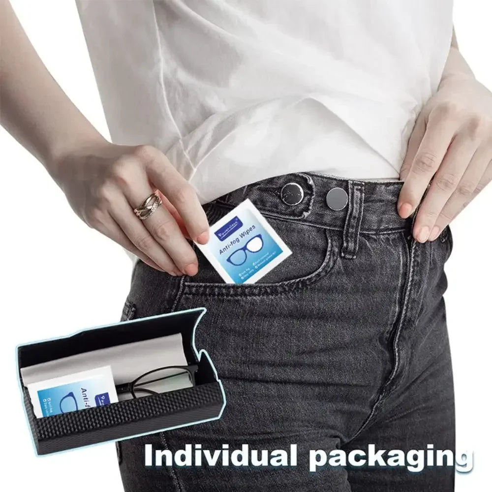 100-Pack Disposable Lens Wipes – Anti-Fog, Streak-Free Clean