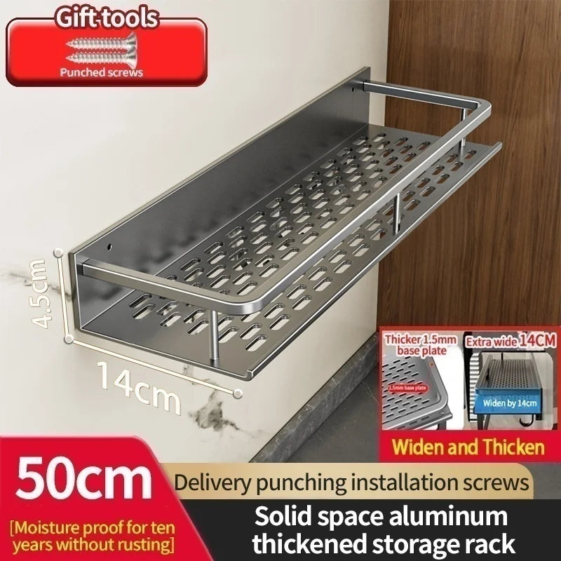 Aluminum Wall-Mounted Shelf | Spice & Bathroom Organizer Rack