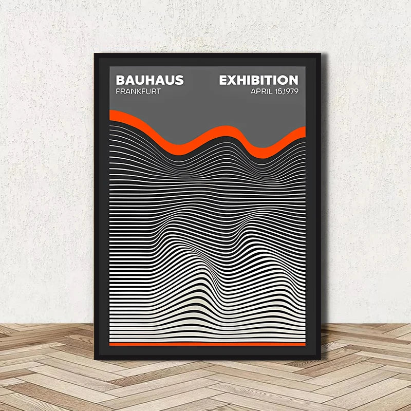 Abstract BAUHAUS art poster, line geometric pattern canvas art painting used for room wall and living room decoration, framel Peaceful Pleasures Health and Wellness