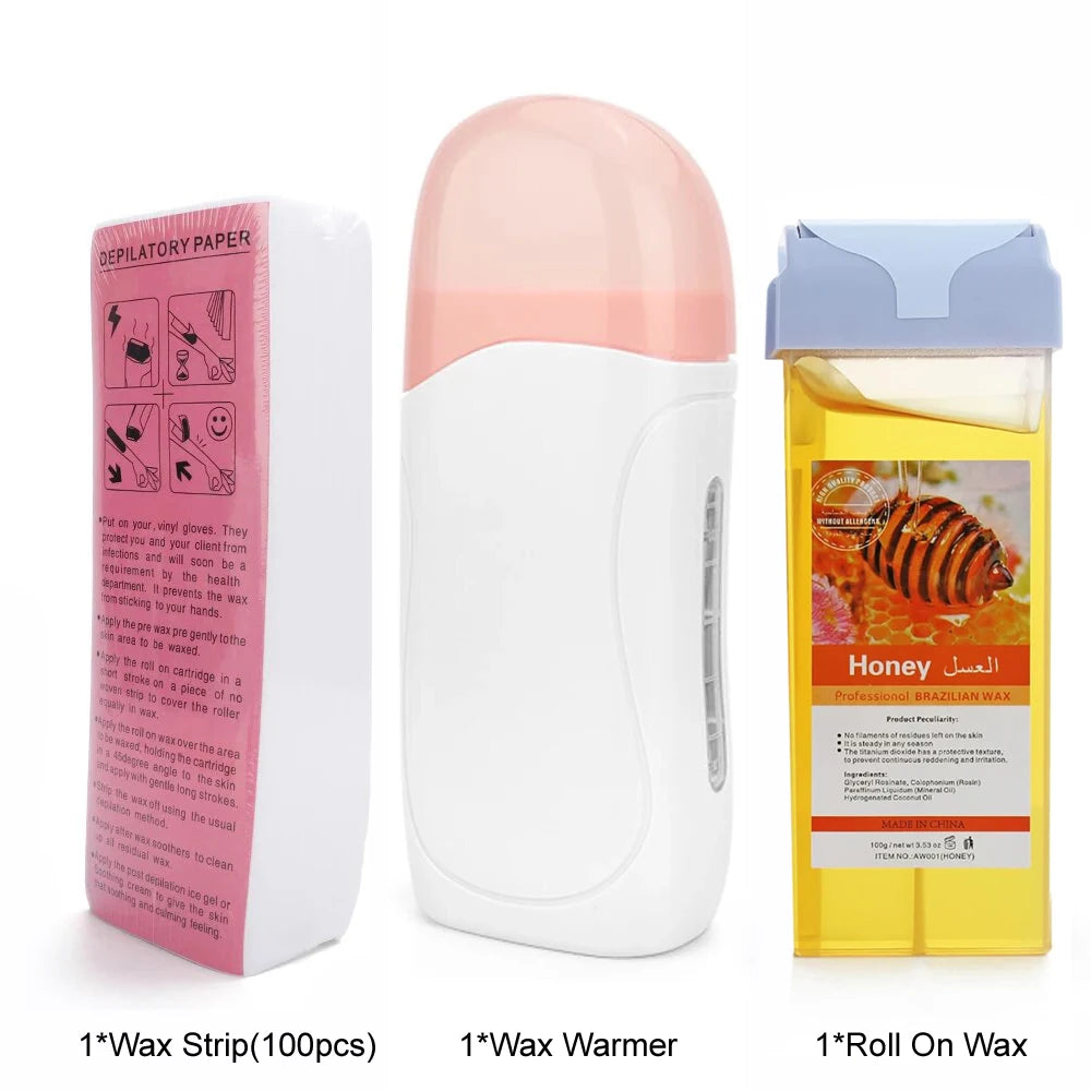 BXA 3-in-1 Roll-On Waxing Kit | Wax Heater, Cartridge & Strips