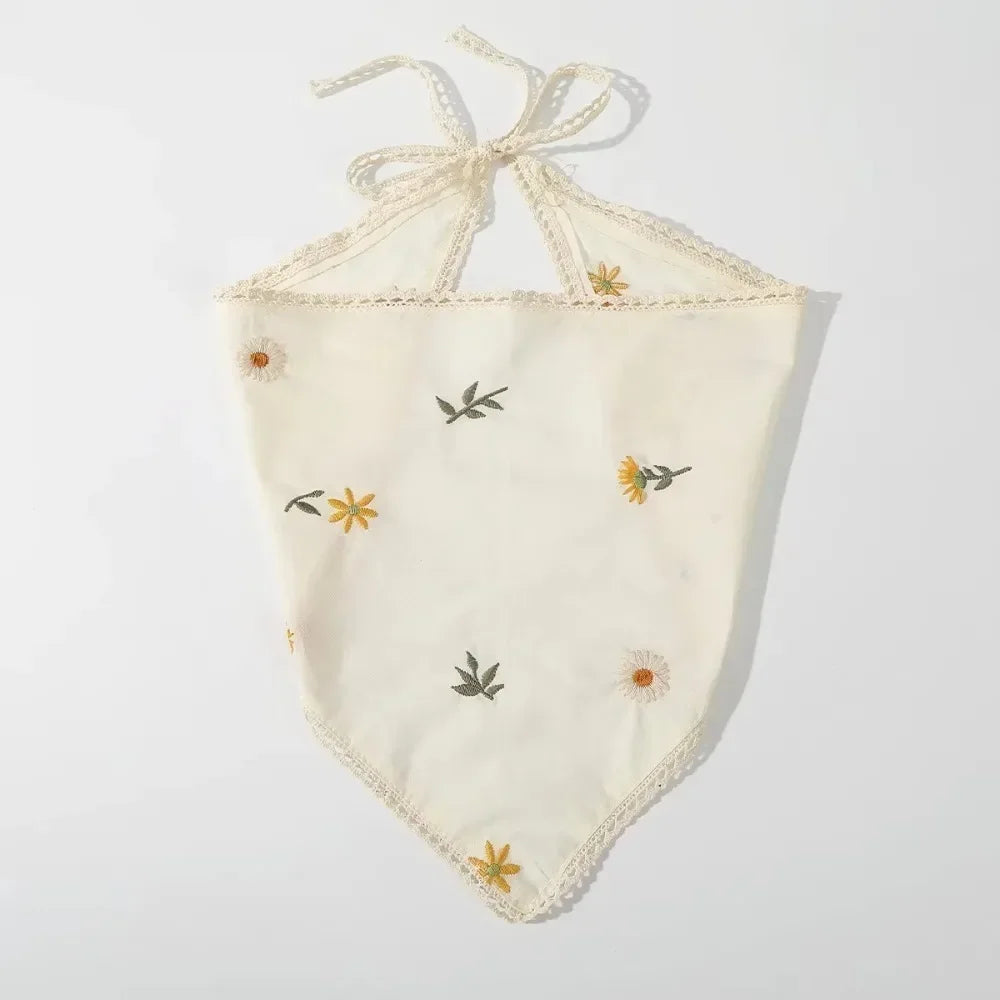French Floral Triangle Scarf – Turban Bandana Hair Band Women
