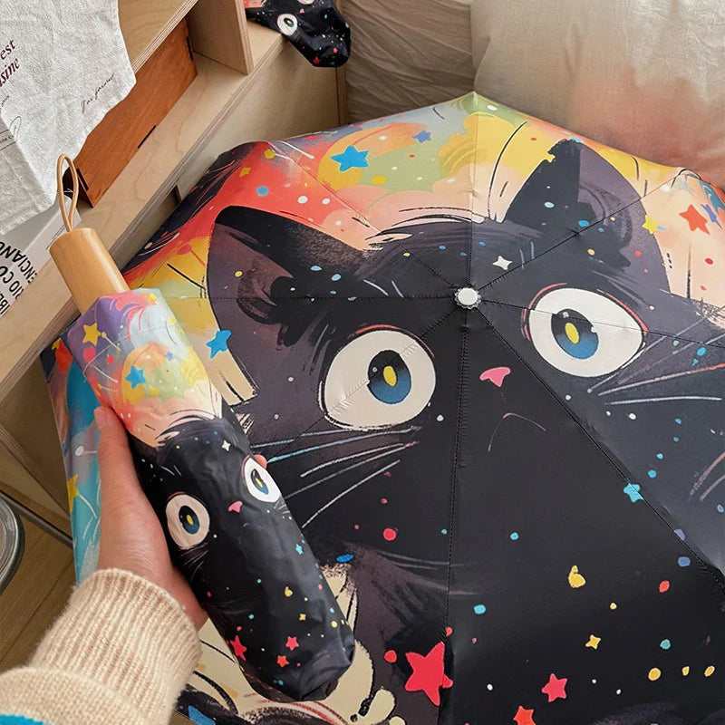 Star Cat UV Auto Folding Umbrella – Sun & Rain Protection