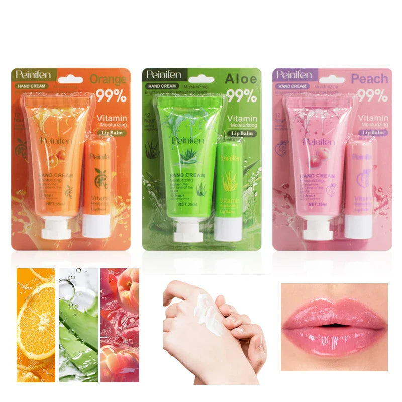 Peinifen Hand Cream & Color-Changing Lip Balm Set – Vitamin E