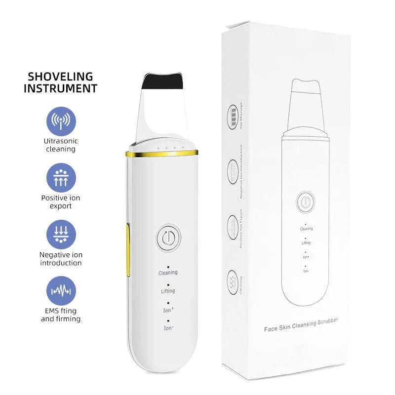 Professional Ultrasonic Facial Peel Cleaner High Beauty Product Electric Sonic Skin Scrubber Spatula for Nose Lips Exfoliating Peaceful Pleasures Health and Wellness