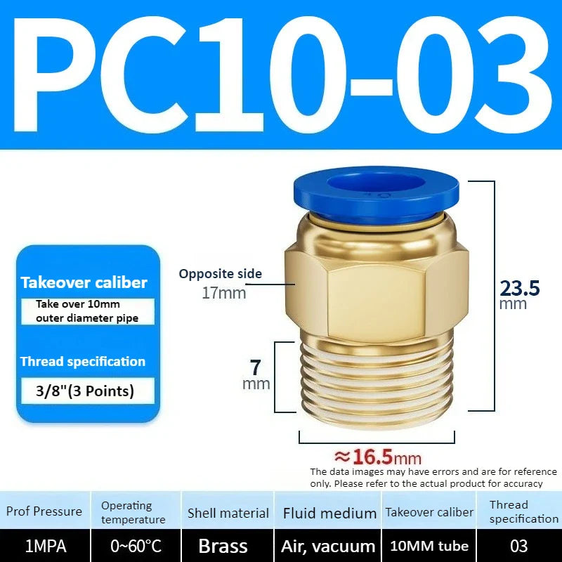 Copper Pneumatic Quick Connect Fittings 1/8"–1/2" Thread