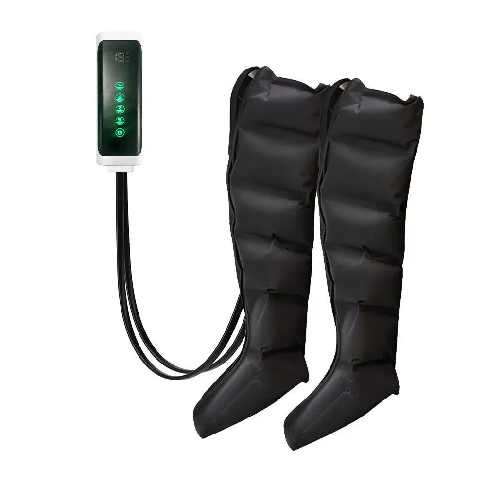 6 Airbag Air Compression Massage Boots Pneumatic Boots Used for Circulation and Leg Muscle Relaxation to Relieve Varicos Veins Peaceful Pleasures Health and Wellness black EU Plug