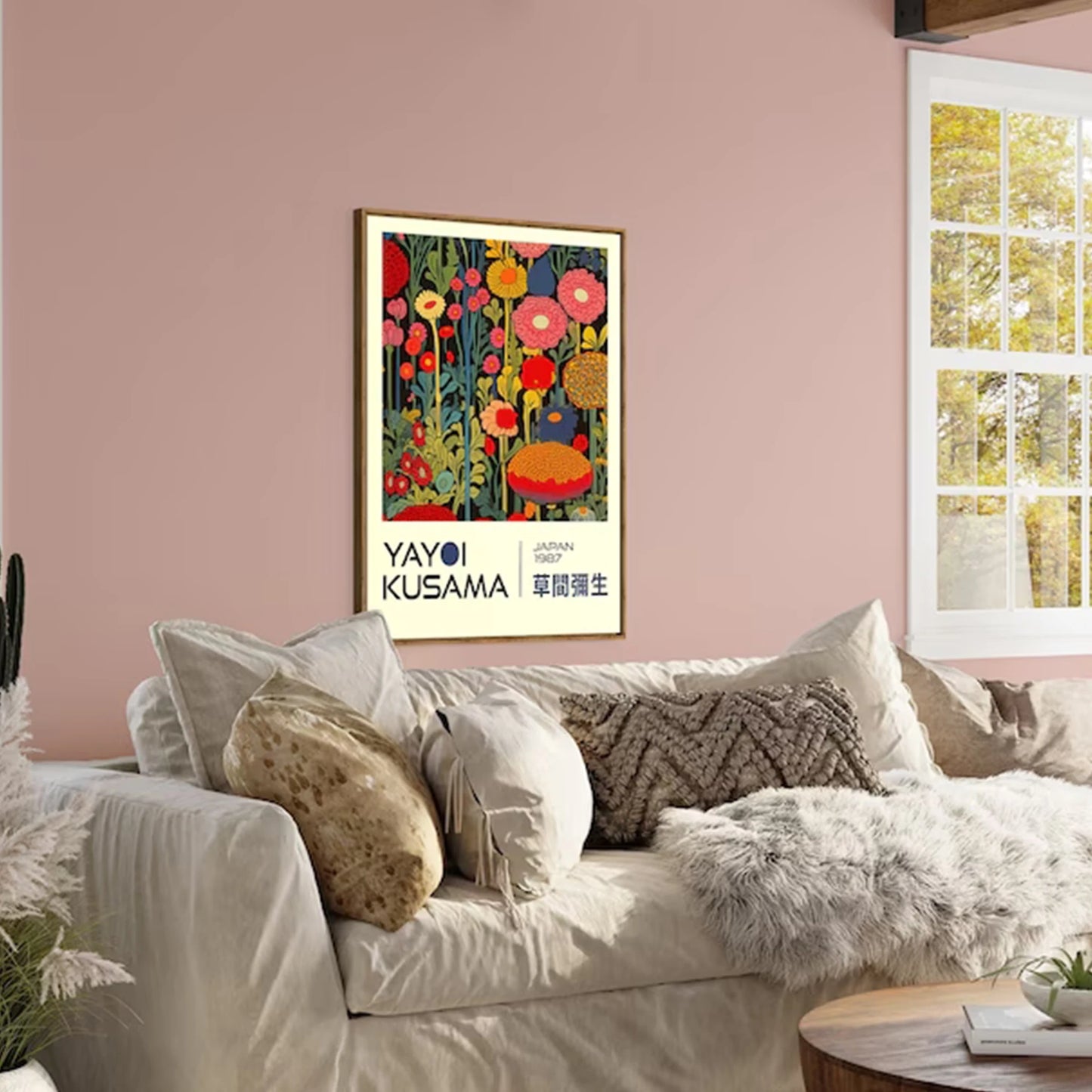 Modern Abstract Japanese Flower Canvas Wall Art Print