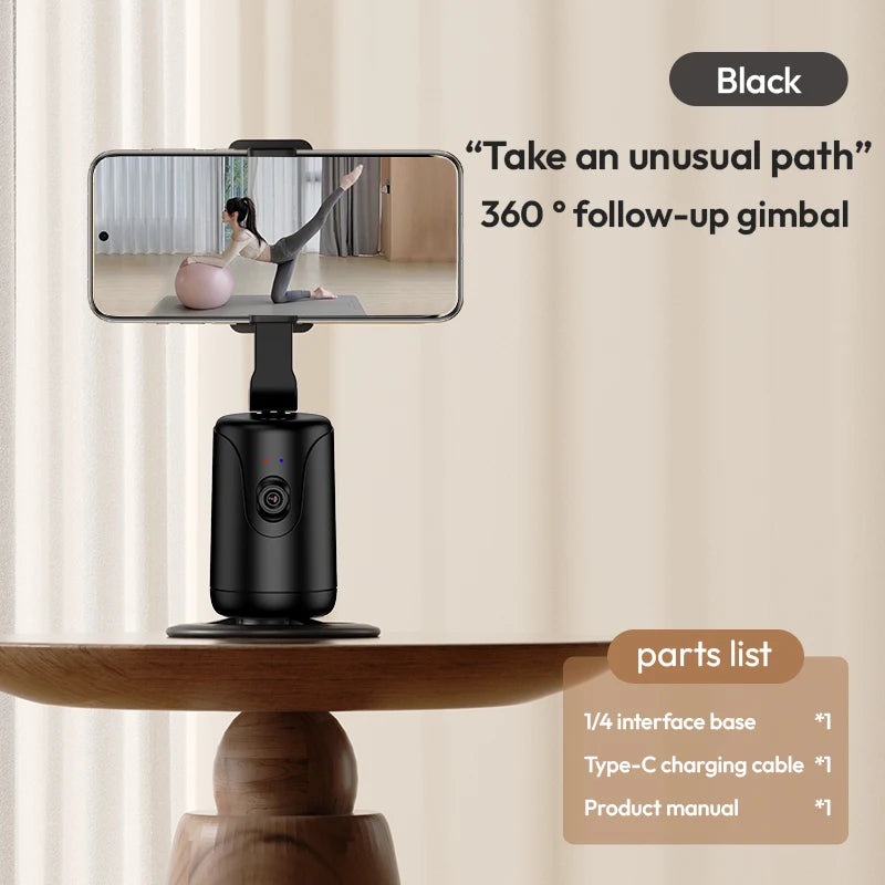 YT20 Auto Tracking Phone Gimbal – 360° Foldable Selfie Mount Peaceful Pleasures Health and Wellness black