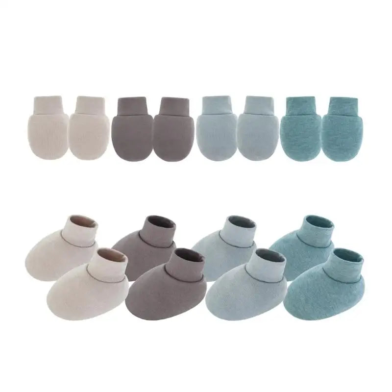 Baby Anti-Scratch Gloves & Socks 4-Set | Soft Cotton Newborn
