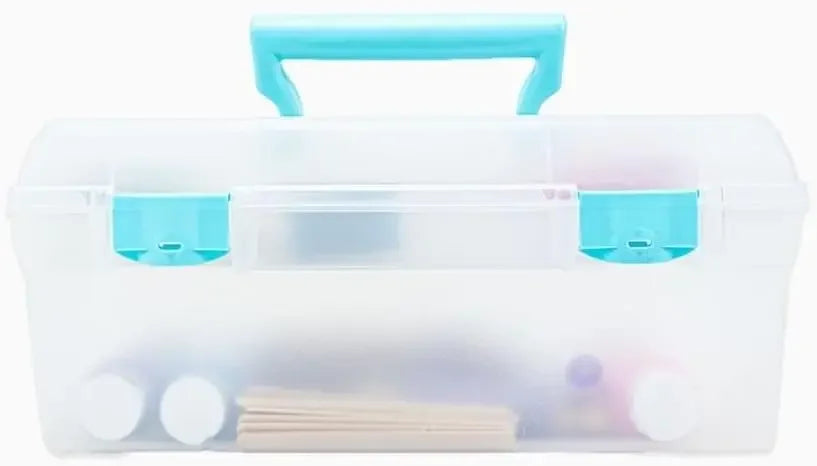 Portable Art & Craft Organizer Box with Lift-Out Tray, Clear Aqua Peaceful Pleasures Health and Wellness United States