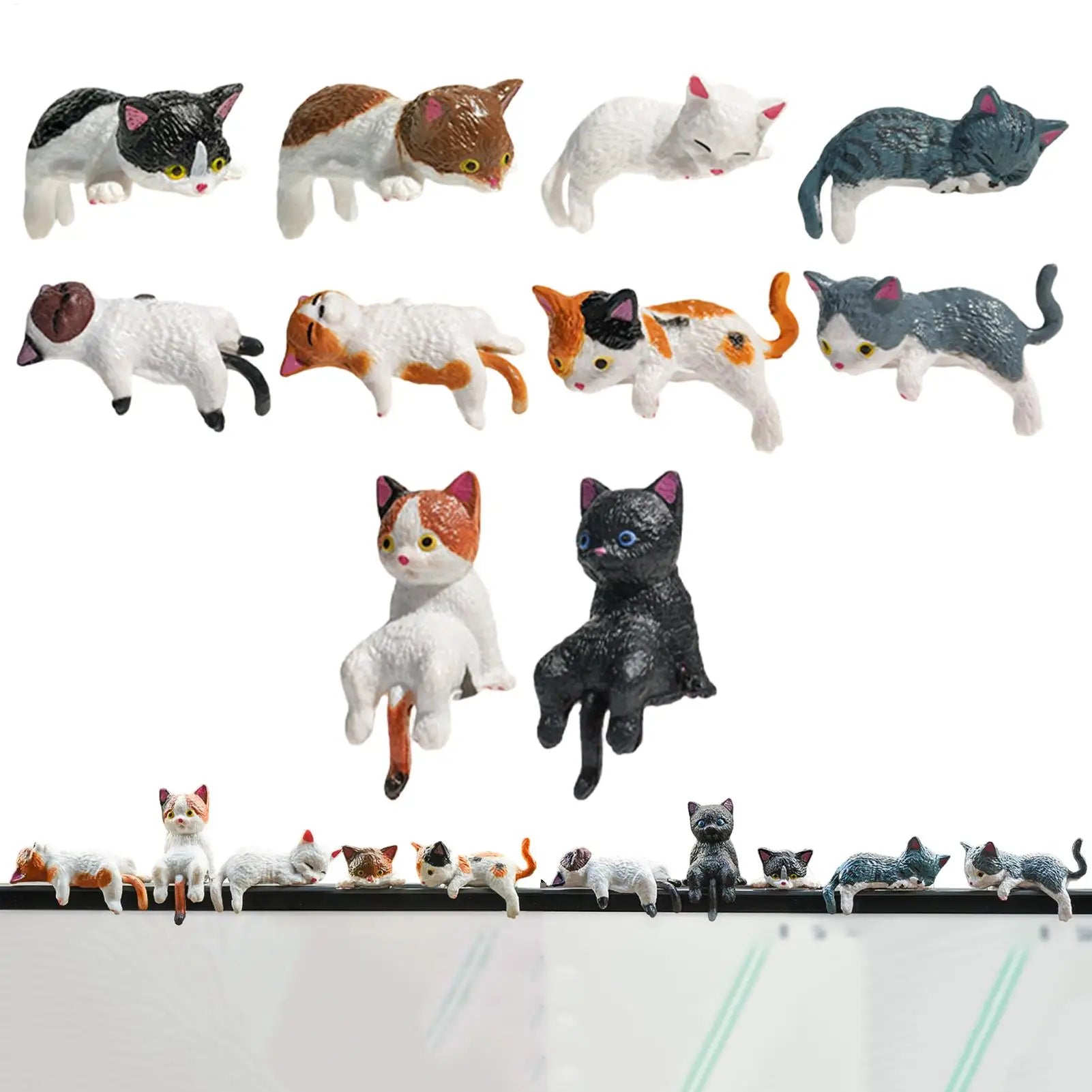10-Piece Mini Cat Figurines Set – Dashboard & Desk Decor Mini Cat Figurines Peaceful Pleasures Health and Wellness