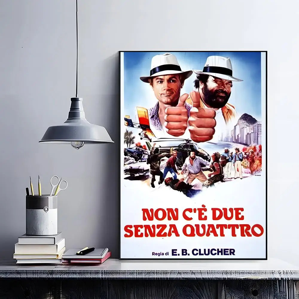 Terence Hill & Bud Spencer HD Wall Poster | Self-Adhesive PVC Art Wall Art Poster Peaceful Pleasures Health and Wellness z10 50X70cmNoframe