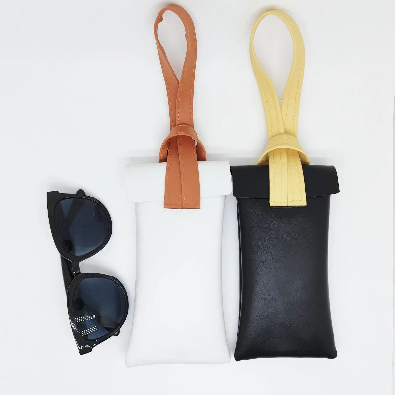 Genuine Leather Dustproof Eyewear Pouch | Contrast Color