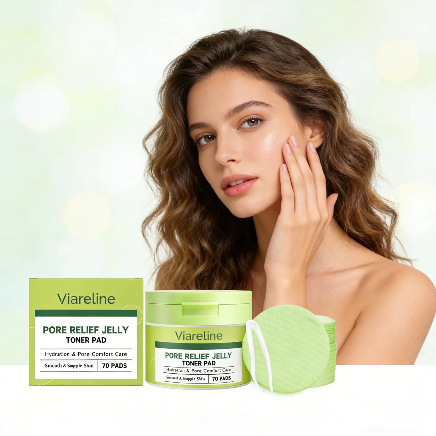 Viareline Hydrating Calming Toner Pads 70pc | Pore Care