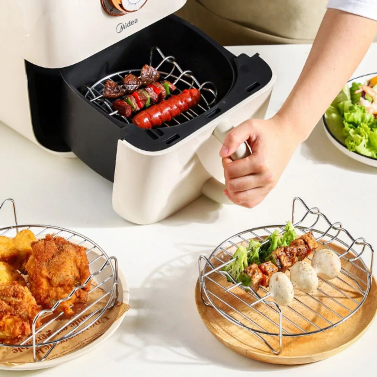 Stainless Steel Steamer Rack & Cooking Grid – Air Fryer, Baking, BBQ & Steaming Rack | 18×19cm
