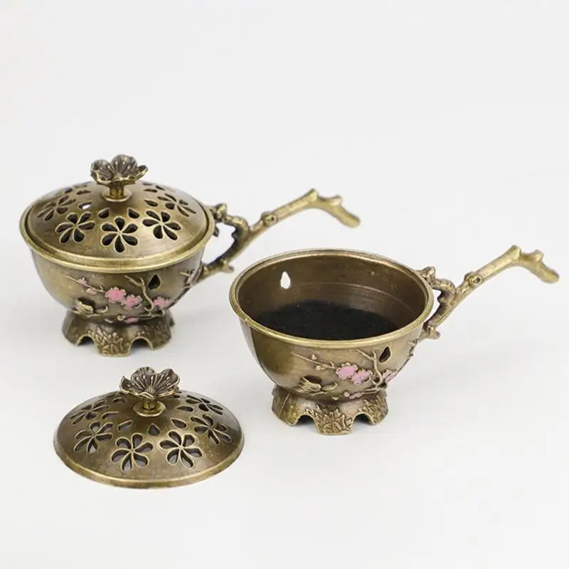 Retro Plum Blossom Incense Burner | Zinc Alloy Hollow Design Incense Burner Peaceful Pleasures Health and Wellness