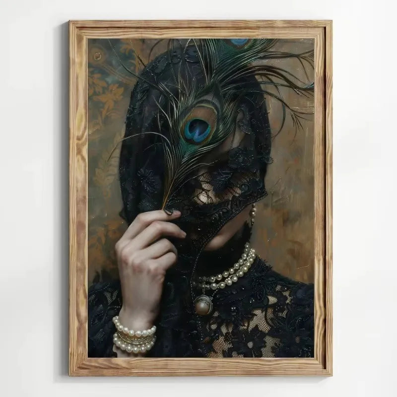 Mysterious Gothic Witchcraft Aesthetics Mirror Forest Women Wearing Veils Art Poster Canvas Bedroom Living Room Wall Decoration Peaceful Pleasures Health and Wellness ZLH5041 70x100cm No Frame