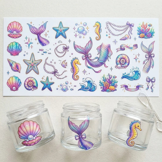 Mermaid Ocean Sticker Sheet – Kids DIY Scrapbook Decals Decorative Sticker Sheet Peaceful Pleasures Health and Wellness