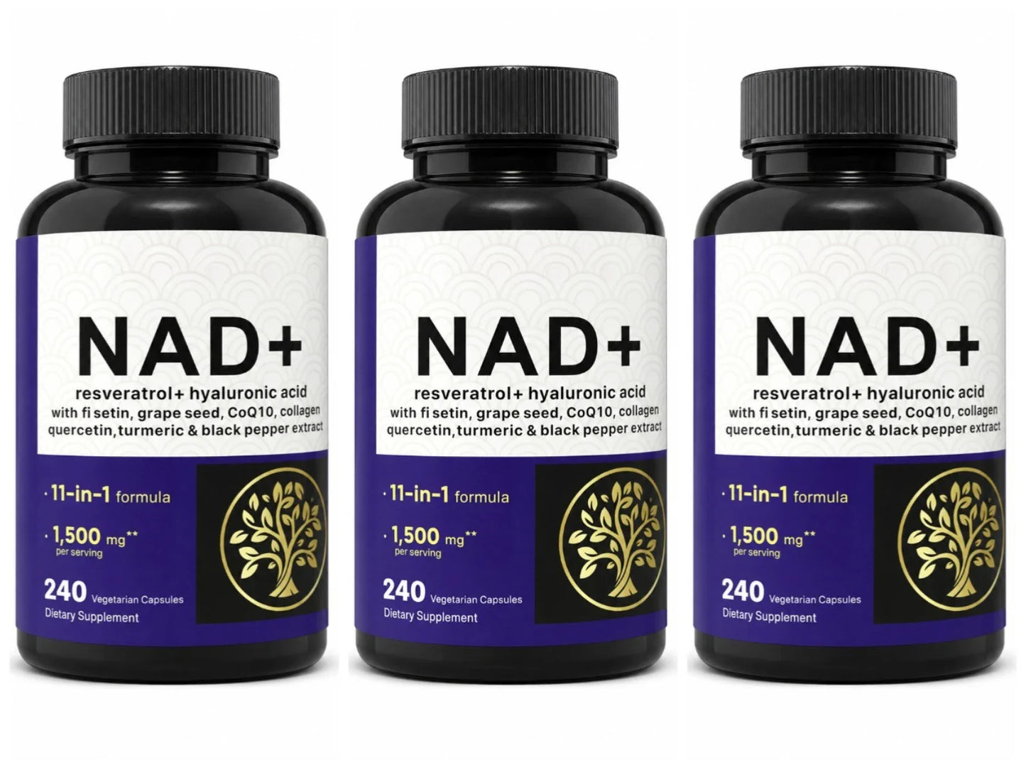 NAD+ Resveratrol Hyaluronic Acid 11-in-1 Supplement 240 Caps