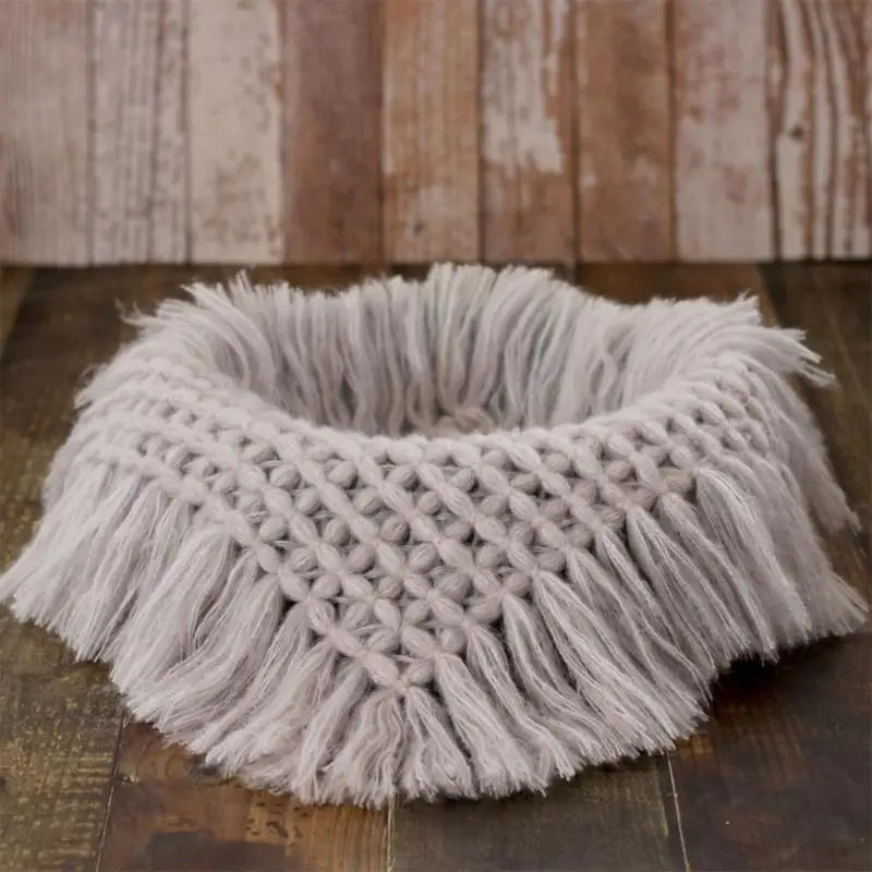 Handmade Knit Newborn Photography Blanket | Cotton Posing Prop
