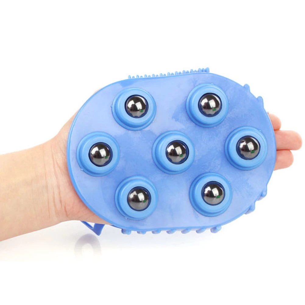 Silicone 7 Balls Body Massager Glove 360° Rotating Hand Held Massager Tools Muscle Pain Relief Relax Massager For Neck Leg Back Peaceful Pleasures Health and Wellness