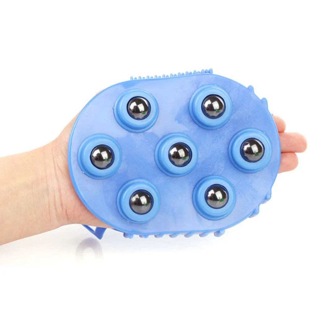 Silicone 7-Ball Roller Massager Glove | 360° Rotating Handheld