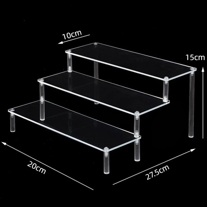 Black Acrylic Display Stand 1–5 Tier Riser for Figures & Decor