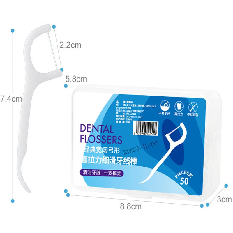 1/2/3/5/10 Boxes of Dental Floss 50 Pieces in A Box Portable for Cleaning Teeth Ultra-fine Floss Sticks That Won't Hurt The Gums Peaceful Pleasures Health and Wellness