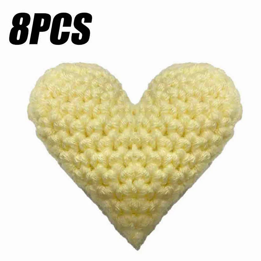 Handmade Crochet Heart Appliques 8 Pcs | Wool DIY Craft Hearts