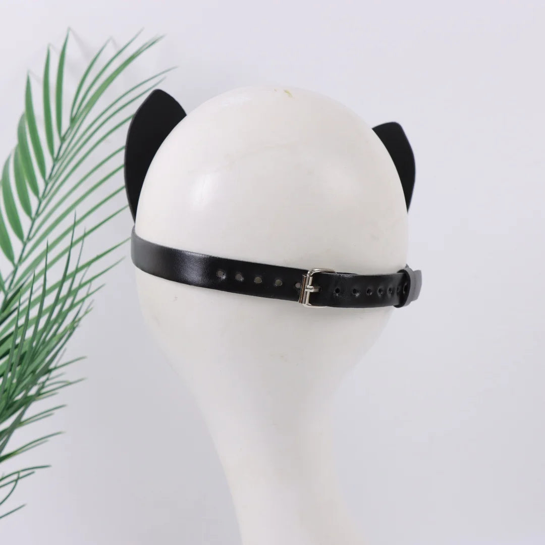Black Gothic Harajuku Punk Sexy Cat PU Leather Eye Mask Masquerade