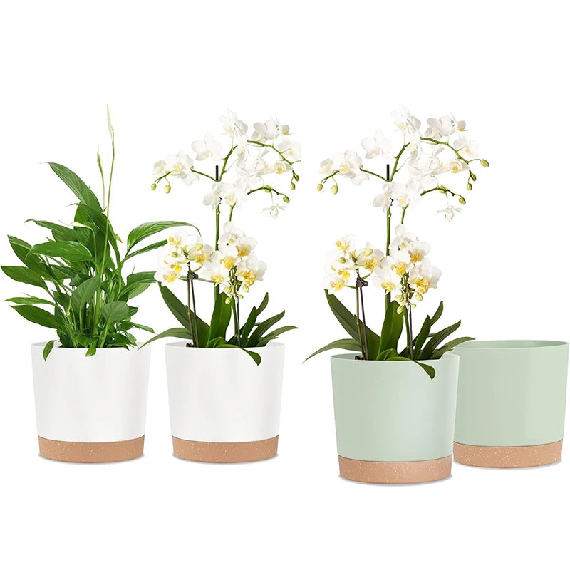 2-Pack Plant Pots with Drainage Holes & Saucer | Indoor & Outdoor