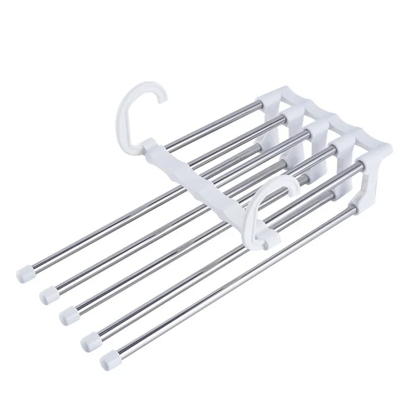 1PC Telescopic Folding Pants Rack, Multi-layer Pants Rack, Pants Hanger, Household Magic Pants Clip, Wardrobe Storage Peaceful Pleasures Health and Wellness White XL