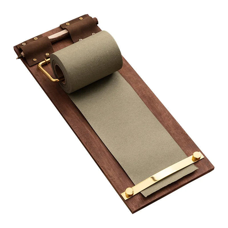 Retro Wooden Memo Pad Holder – Hangable Roll Paper Notebook