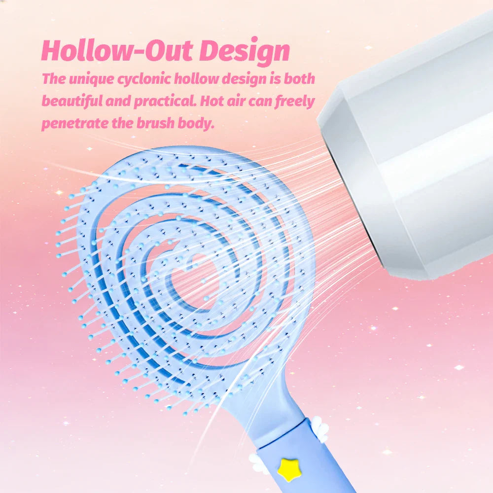 Magic Star Wand Spiral Hollow Comb – Flexible Bristles, 3 Colors