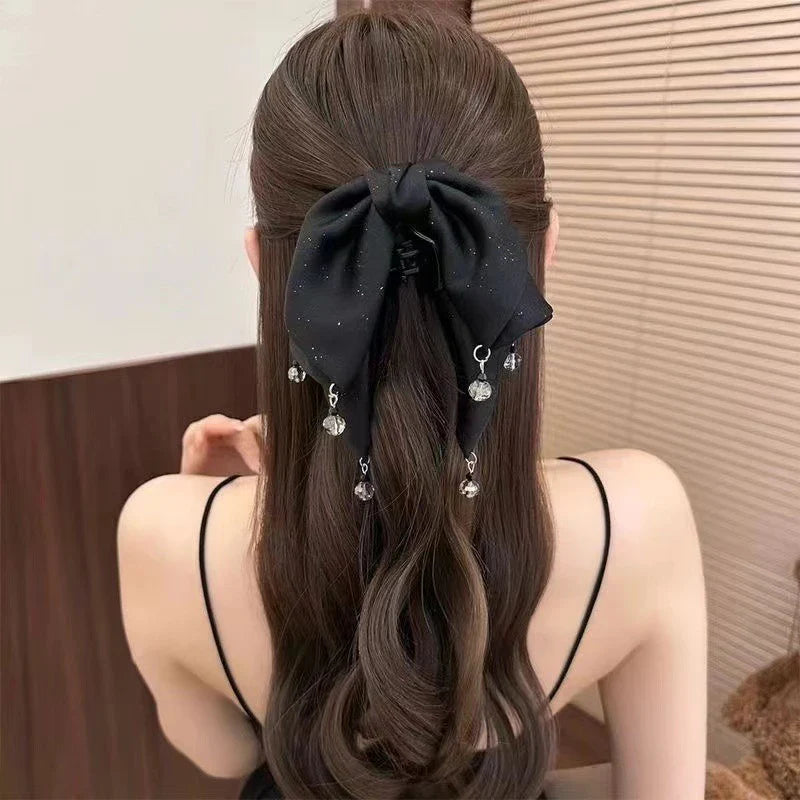 Rhinestone Bow Hair Claw Clip – Lace Shark Clip for Women