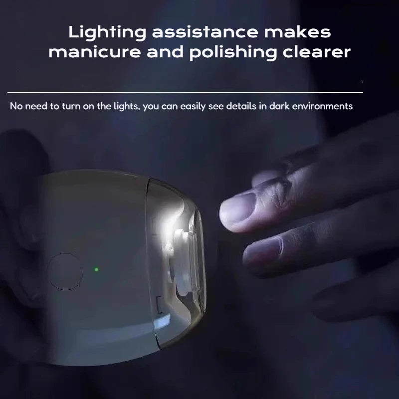 Electric Nail Grinder Pain-Free Technology Automatic Fingernail & Toenail Clipper with LED Light Grinding Head Port Peaceful Pleasures Health and Wellness