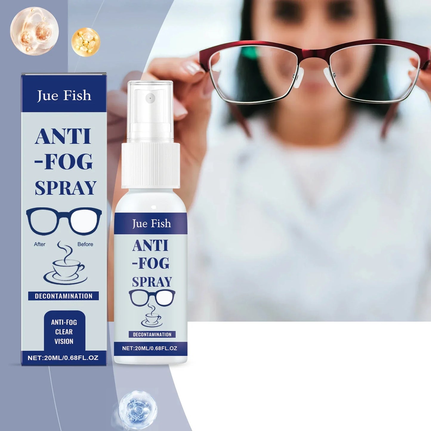 Jue Fish Anti-Fog Spray for Glasses – Clear Vision Defogger