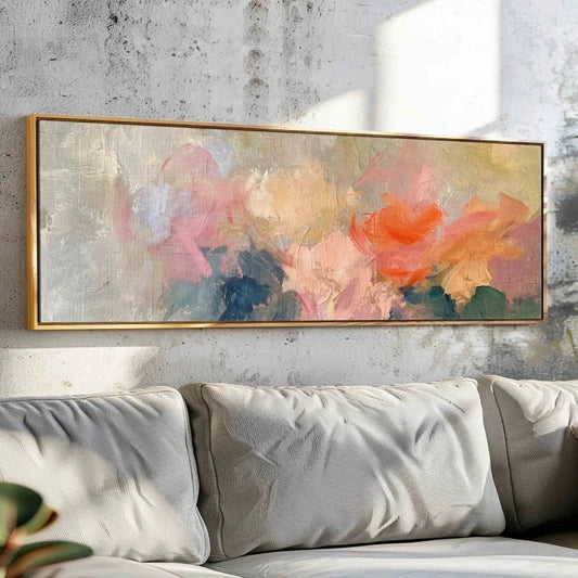 Abstract Moody Floral Wall Art, Panoramic Wall Art Decor Unframed, Large Flower Print, Wide Floral Art, Above Bed/Sofa Decor Peaceful Pleasures Health and Wellness ZLH4213 80x240cm No Frame